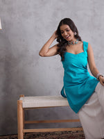 Thumbnail for InWeave Cyan Blue Kantha Cream Palazzo Set - Distacart