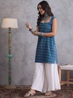 Thumbnail for InWeave Blue Kantha Cream Palazzo Set - Distacart