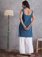 Thumbnail for InWeave Blue Kantha Cream Palazzo Set - Distacart