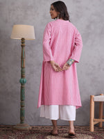 Thumbnail for InWeave Pink Small Check Cream Palazzo Set - Distacart