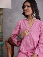 Thumbnail for InWeave Pink Small Check Cream Palazzo Set - Distacart