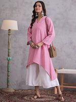 Thumbnail for InWeave Pink Small Check Cream Palazzo Set - Distacart
