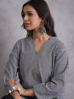 Thumbnail for InWeave Black Small Check Black Palazzo Set - Distacart