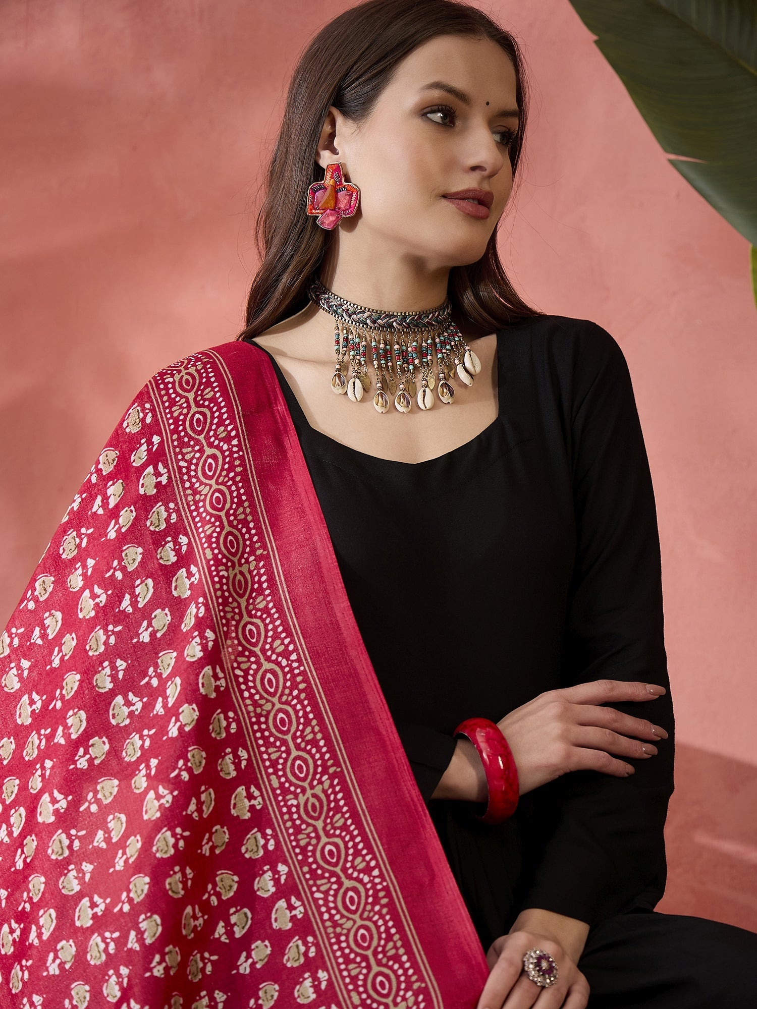 InWeave Black Sweetheart Kurta With Dupatta - Distacart