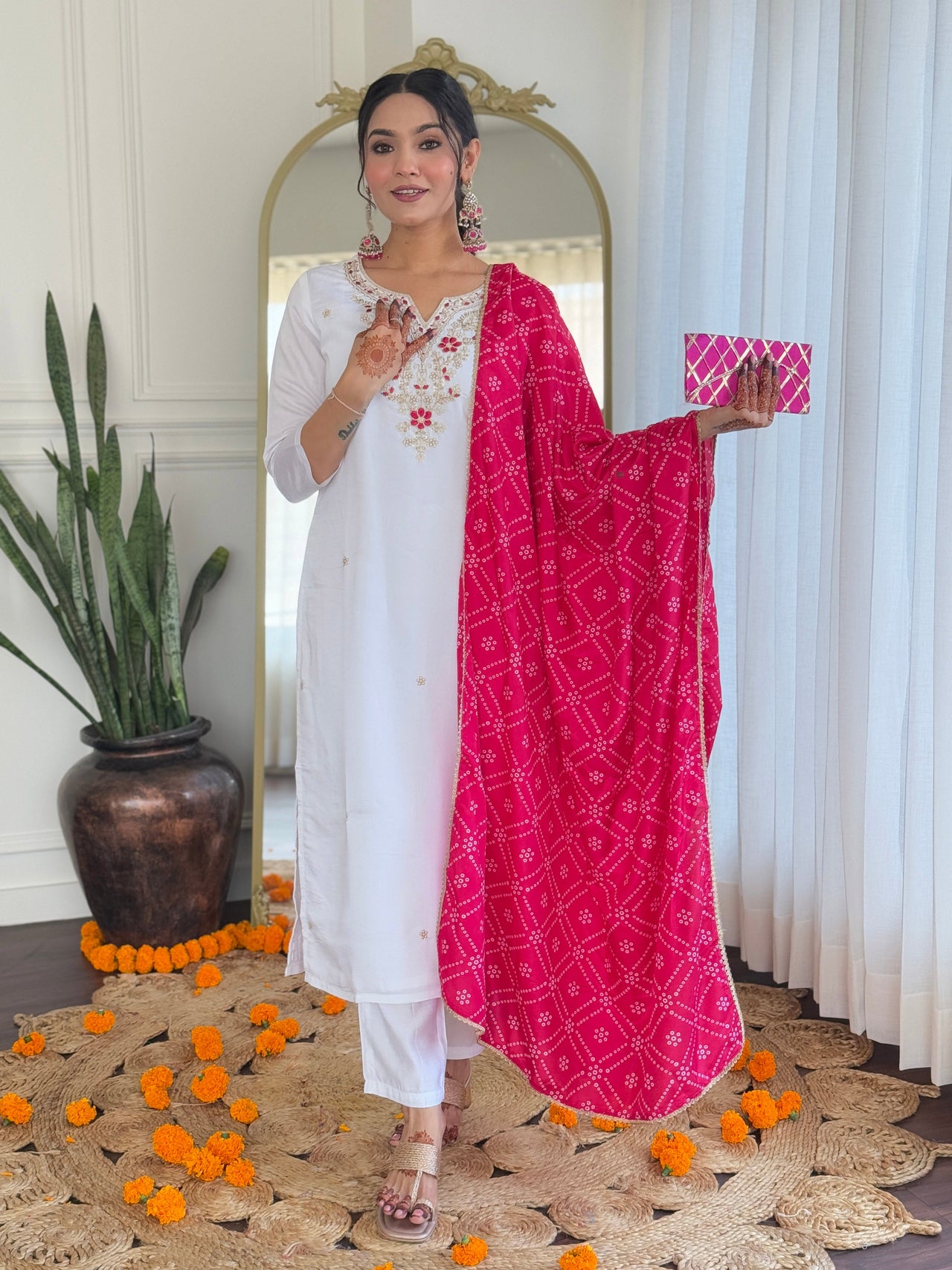 Lyush Women Party Wear Embroidery Worked Kurta With Pant And Dupatta Set - Off White