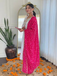 Thumbnail for Lyush Women Party Wear Embroidery Worked Kurta With Pant And Dupatta Set - Off White