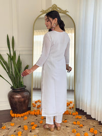 Thumbnail for Lyush Women Party Wear Embroidery Worked Kurta With Pant And Dupatta Set - Off White