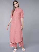 Thumbnail for Vishudh Women Pink Striped Kurta with Palazzos - Distacart