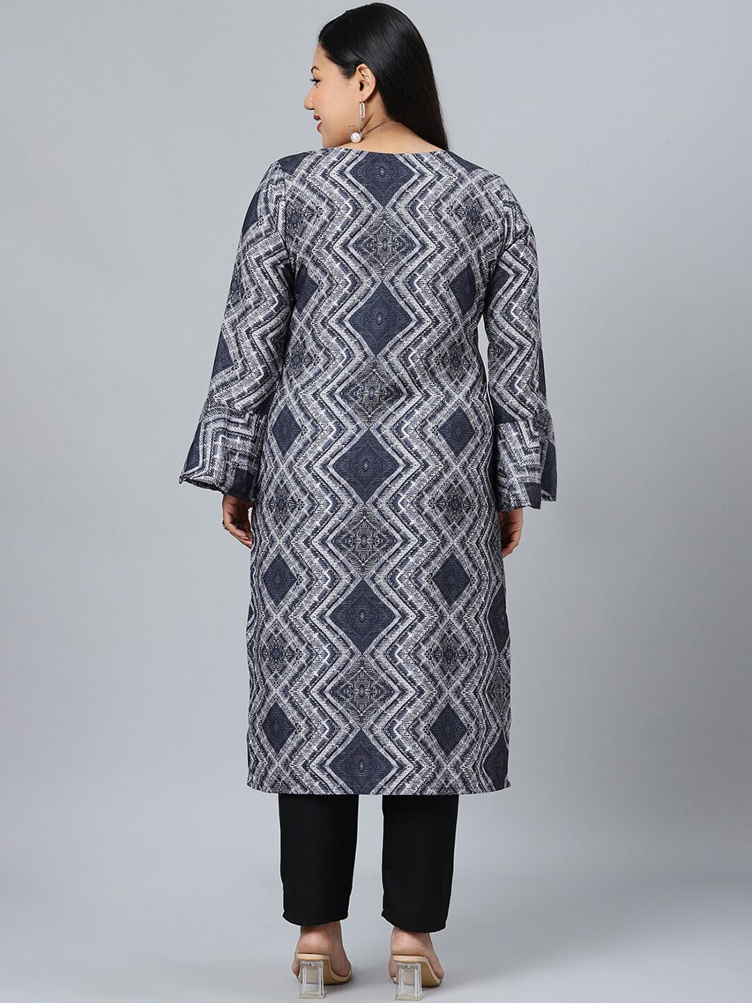 Sztori Geometric Printed Round Neck Straight Kurta with Pant - Distacart