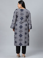 Thumbnail for Sztori Geometric Printed Round Neck Straight Kurta with Pant - Distacart
