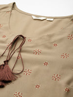 Thumbnail for Sztori Plus Size Ethnic Motifs Tie-Up Neck Kurta - Distacart