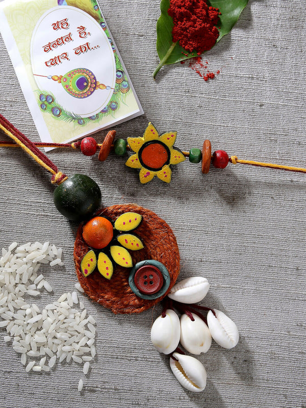 NVR Women & Men Set of 2 Multicolor Sea Shell Handcrafted Bhaiya Bhabhi Rakhi With Roli Chawal - Distacart