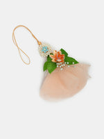 Thumbnail for NVR Women & Men Set of 2 Peach Floral Design Pearl Beaded Bhaiya Bhabi Rakhi With Roli Chawal - Distacart