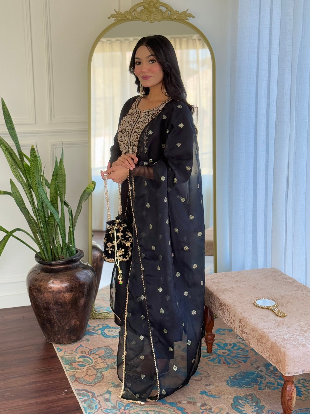 The52 Women Embroidery Work with Viscose Fabric Straight Kurta, Pant and Dupatta Set