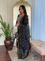 Thumbnail for The52 Women Embroidery Work with Viscose Fabric Straight Kurta, Pant and Dupatta Set