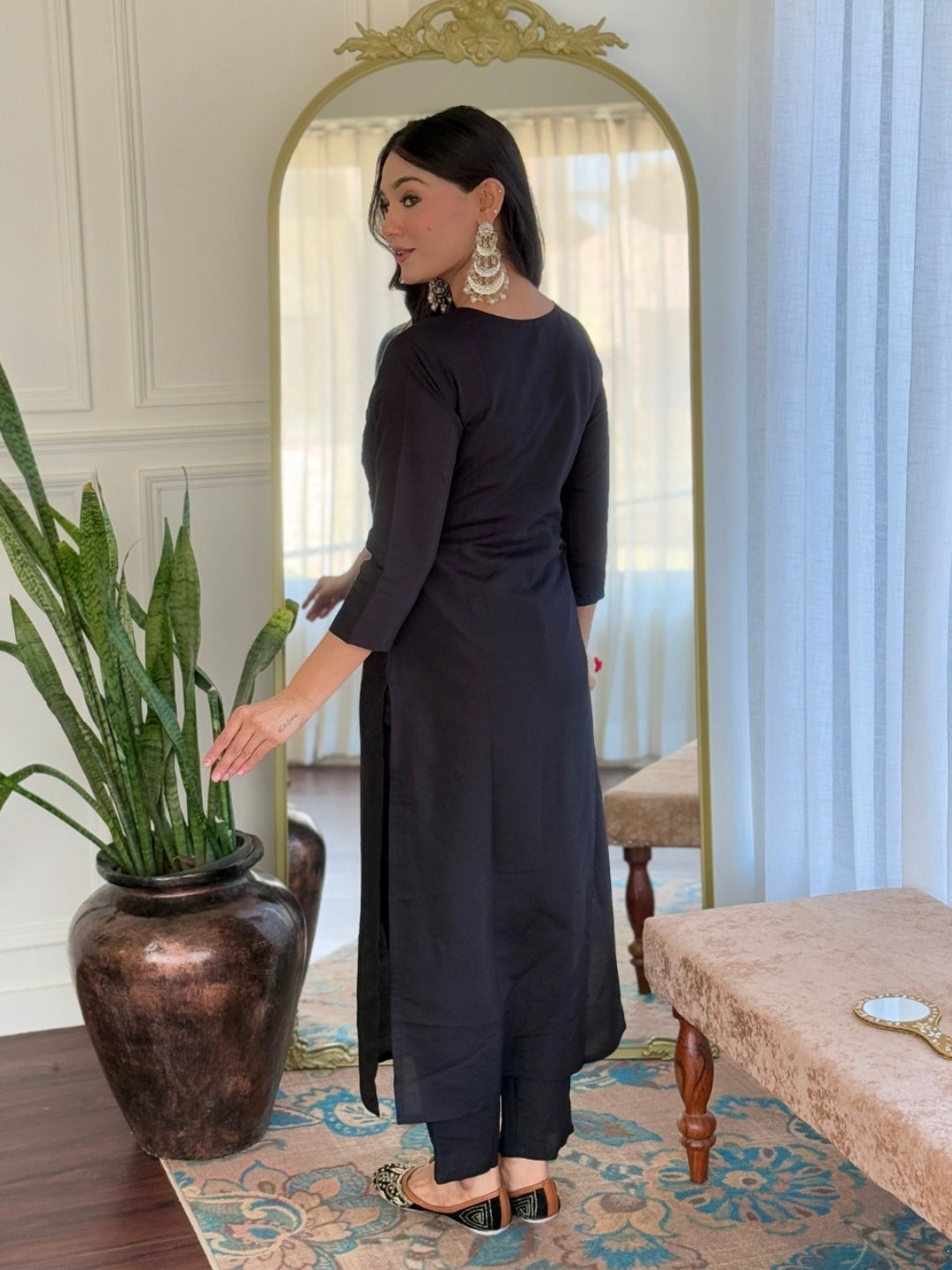 The52 Women Embroidery Work with Viscose Fabric Straight Kurta, Pant and Dupatta Set