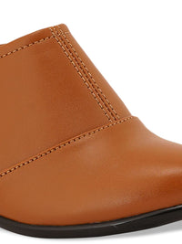Thumbnail for ELLE Women Camel Brown Solid Block Mules