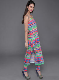 Thumbnail for Aks Tribal Printed Shoulder Straps Kurta with Trousers - Distacart