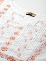 Thumbnail for ADA Ethnic Motifs Embroidered Chikankari White Romance Kurta - Distacart