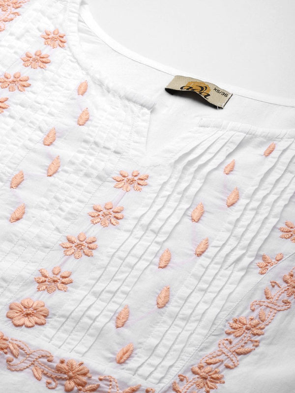 ADA Ethnic Motifs Embroidered Chikankari White Romance Kurta - Distacart