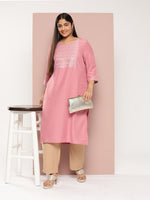 Thumbnail for Sztori Plus Size Ethnic Motifs Embroidered Sequinned Gotta Patti Detailed Kurta - Distacart