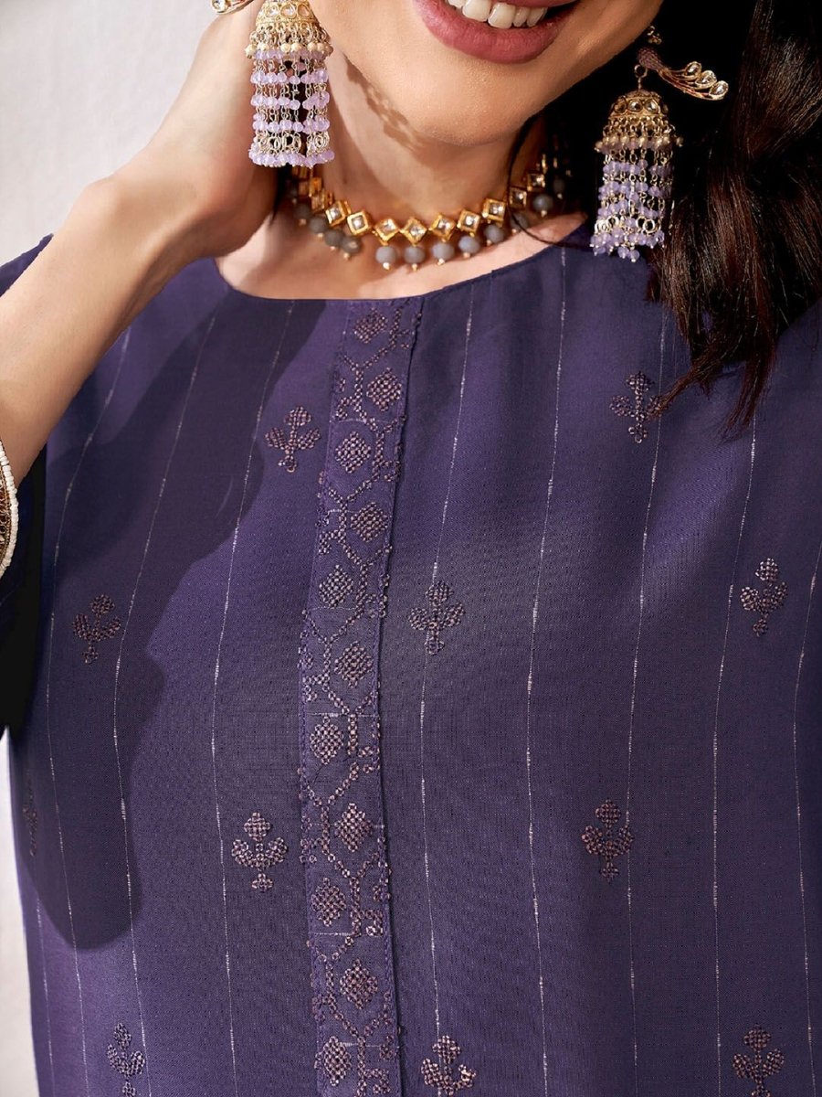Anouk Ethnic Motifs Embroidered Regular Sequinned Kurta With Trousers & Dupatta
