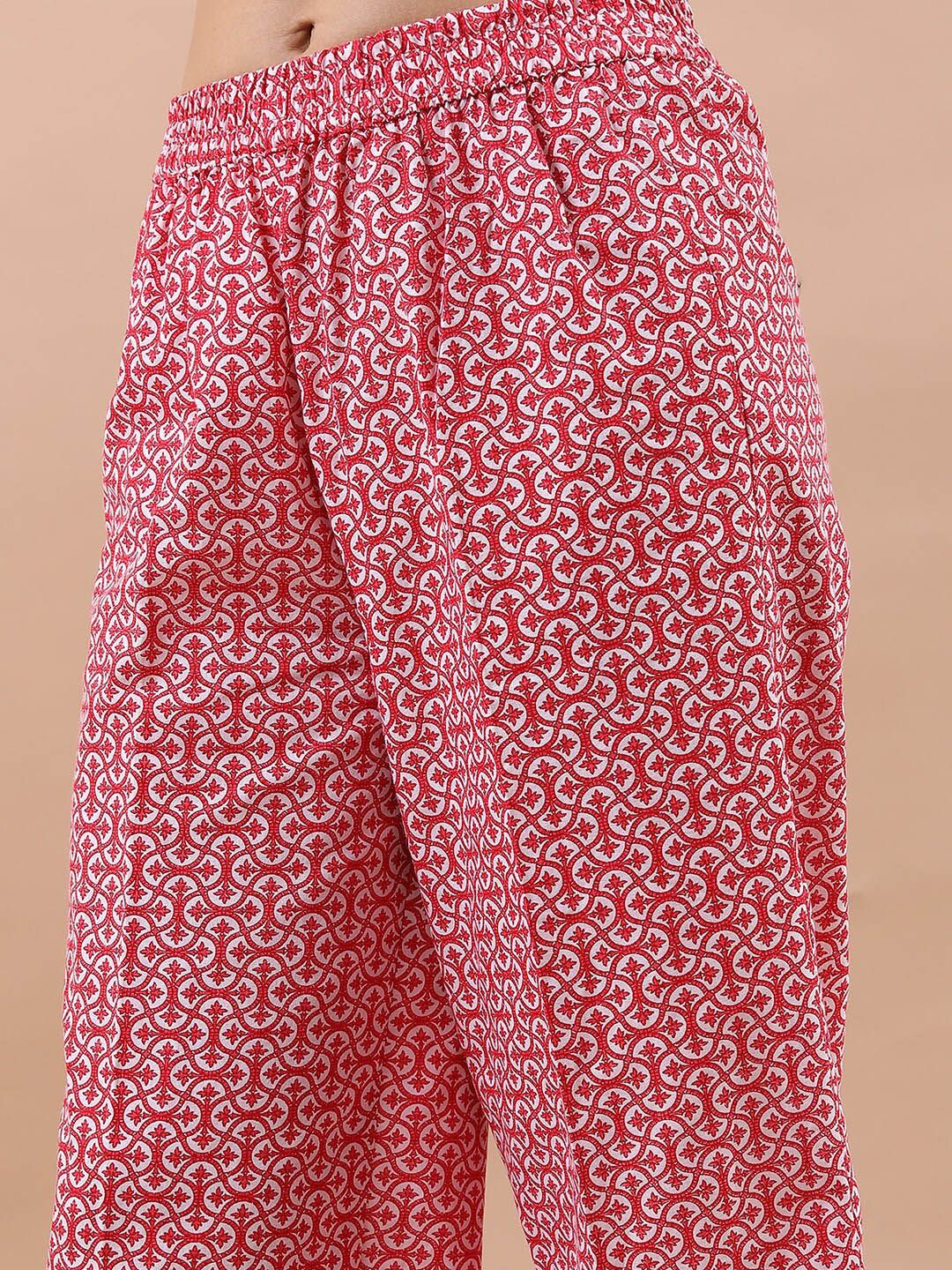 Vishudh Floral Printed Pure Cotton Regular Kurta with Palazzos - Distacart