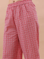 Thumbnail for Vishudh Floral Printed Pure Cotton Regular Kurta with Palazzos - Distacart