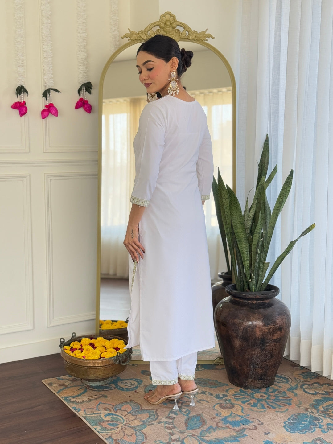 The52 Women's Beautiful Viscose Embroidery work Straight Kurta with Pant and Dupatta Set