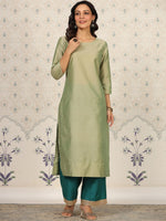 Thumbnail for Ode by House of Pataudi Round Neck Kurta With Palazzos - Distacart