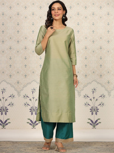 Ode by House of Pataudi Round Neck Kurta With Palazzos - Distacart