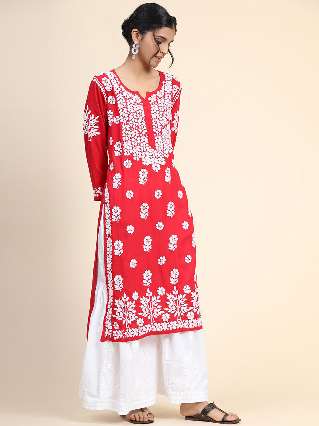 HOUSE OF KARI Women Embroidered Chikankari Cotton Kurta - Distacart