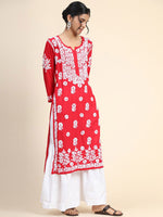 Thumbnail for HOUSE OF KARI Women Embroidered Chikankari Cotton Kurta - Distacart