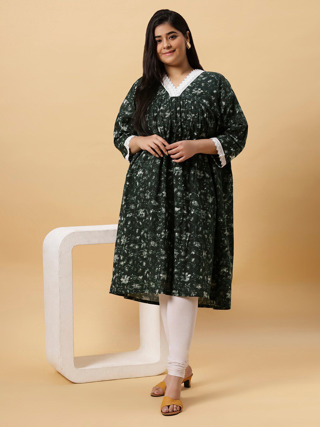 Sztori Printed V Neck A Line Kurta - Distacart