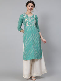 Thumbnail for Aks Ethnic Motifs Woven Design Zari Chanderi Silk Kurta - Distacart