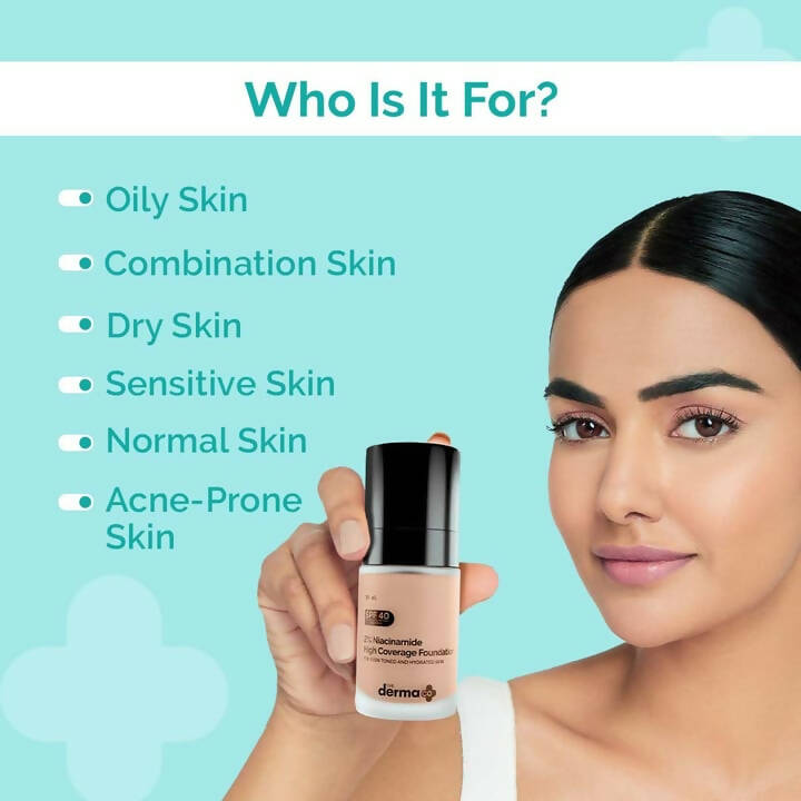 The Derma Co 2% Niacinamide High Coverage Foundation-02 Nude - Distacart