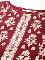 Thumbnail for Sztori Plus-Size Gotta Patti Ethnic Motif Print Pure Cotton Kurta with Trousers & Dupatta - Distacart