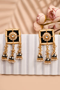 Thumbnail for New Stylish Meenakari Black Jhumki Earring for Womens by House of Ree