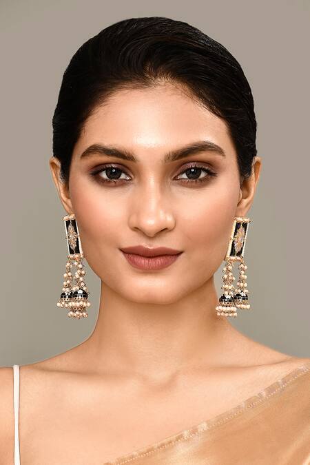 New Stylish Meenakari Black Jhumki Earring for Womens by House of Ree