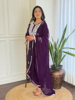 Thumbnail for The52 Chikankari Work with Pure Cotton Fabric Straight Kurta, Pant and Dupatta Set