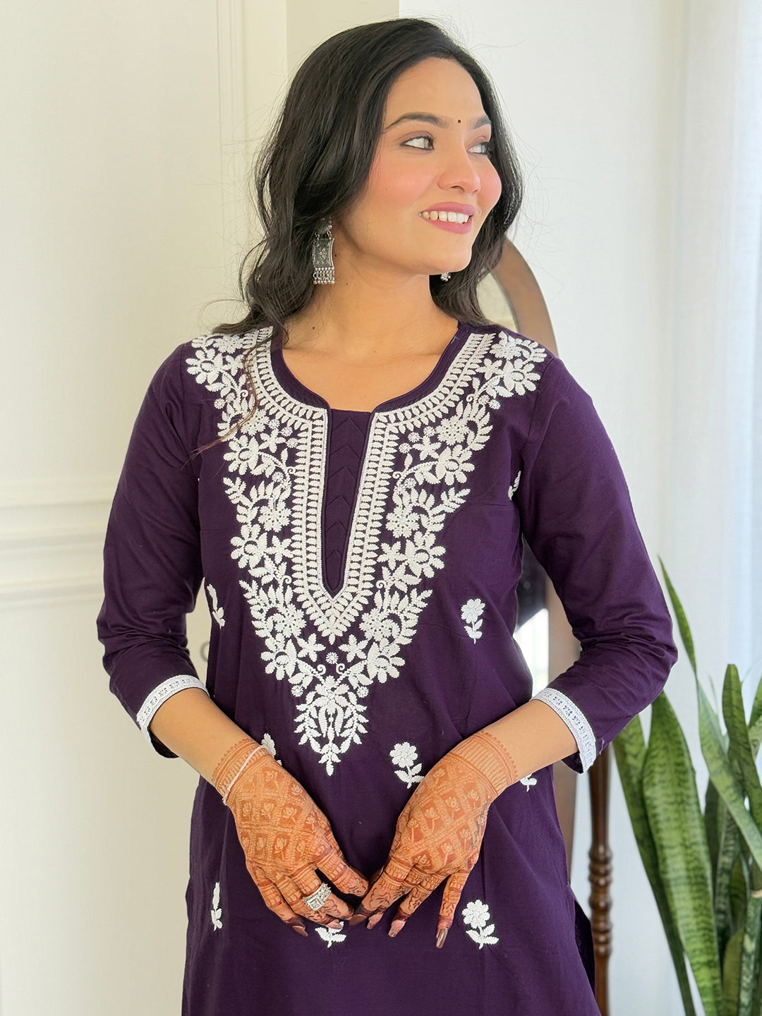 The52 Chikankari Work with Pure Cotton Fabric Straight Kurta, Pant and Dupatta Set