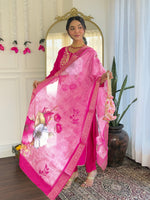 Thumbnail for The52 Women's Gorgeous Viscose Embroidery work Straight Kurta with Pant and Dupatta Set