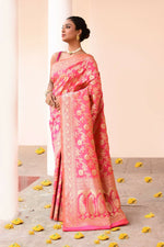 Thumbnail for Joban Fashion Pink Peach Soft Pure Handloom Banarasi Silk Saree