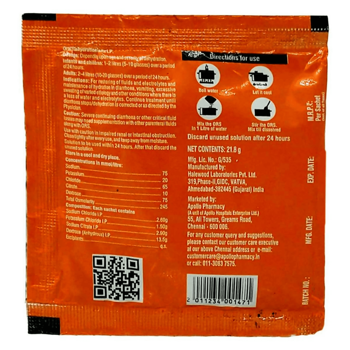 Apollo Pharmacy ORS Sachets Orange Flavour