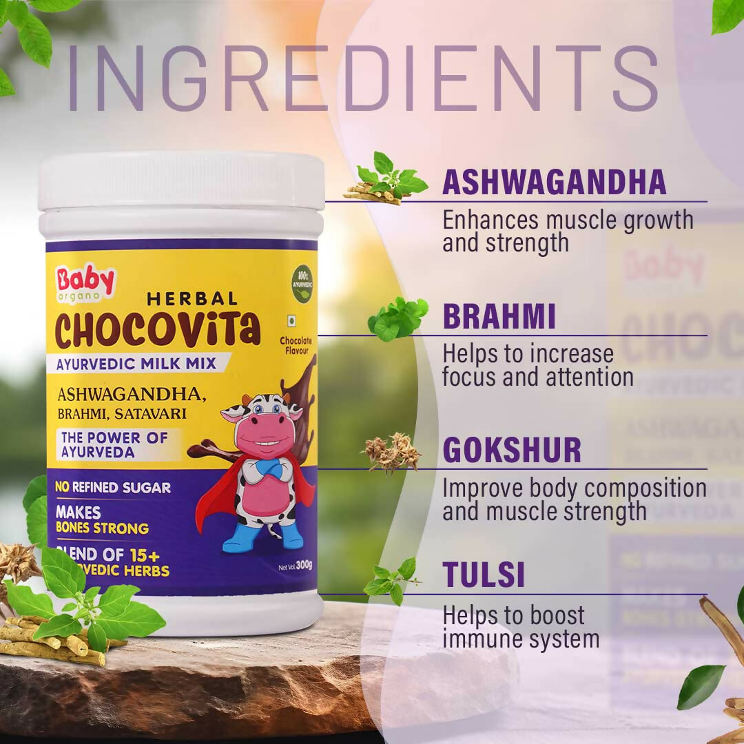 Babyorgano Herbal Chocovita Ayurvedic Milk Mix - Distacart