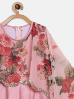 Thumbnail for Ahalyaa Pink Poly Silk A-Line Girl's Kurta