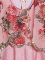 Thumbnail for Ahalyaa Pink Poly Silk A-Line Girl's Kurta