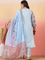 Thumbnail for Sztori Women Floral Printed Regular Kurta with Trousers & With Dupatta - Distacart