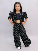 Thumbnail for Lil Drama Bollywood Tadka Black Stylish Jacket and Pant With Bustier Set For Girls