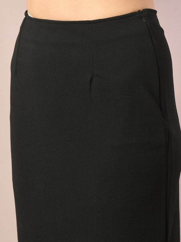 Myshka Women's Black Solid Knee Length Party Embellished Skirts - Distacart